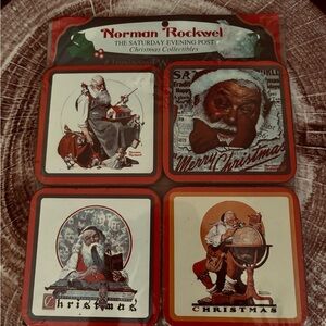 Vintage Norman Rockwell Christmas Coasters Santa Clause